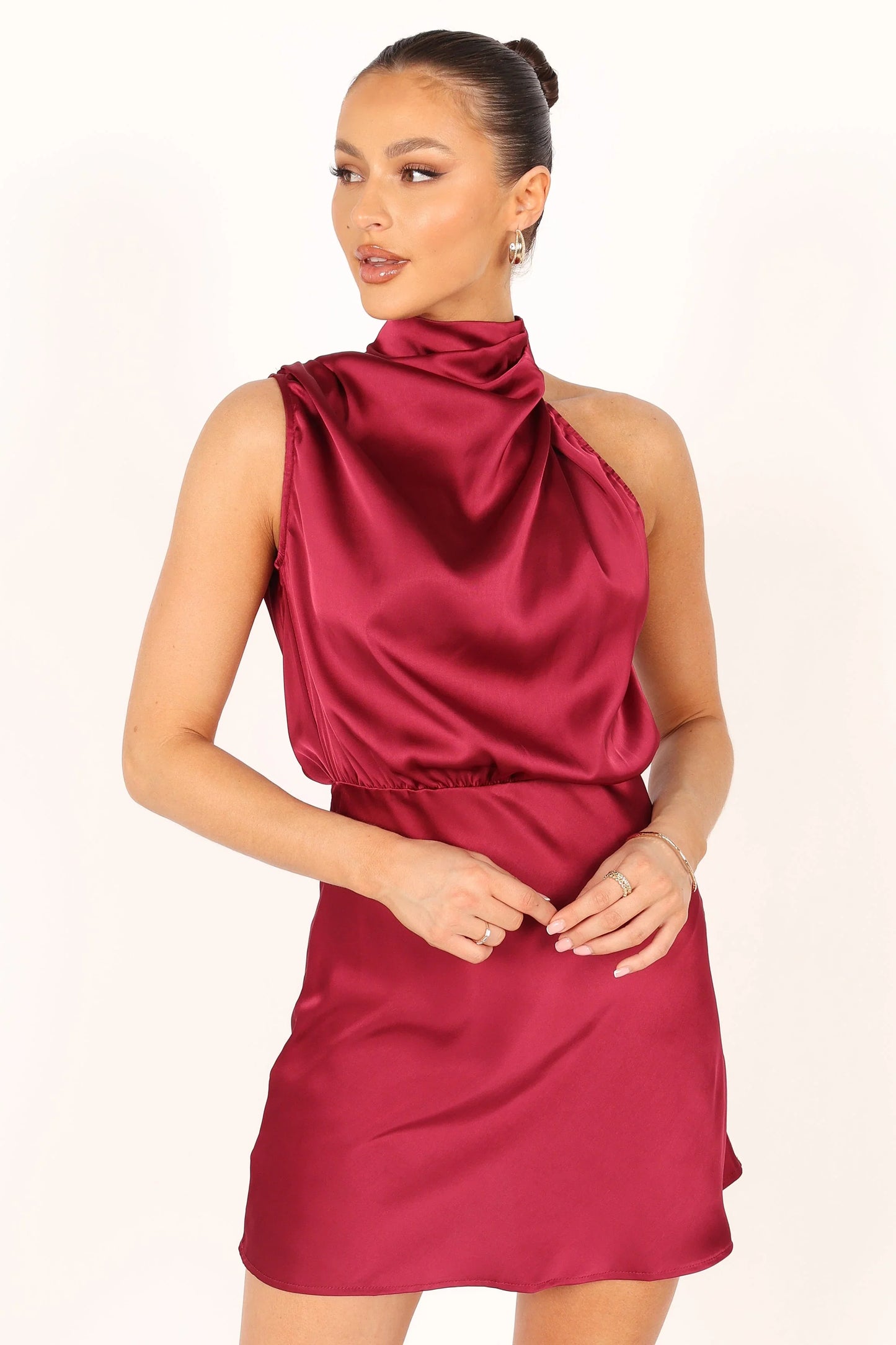 Anabelle Halter Neck Mini Dress Berry