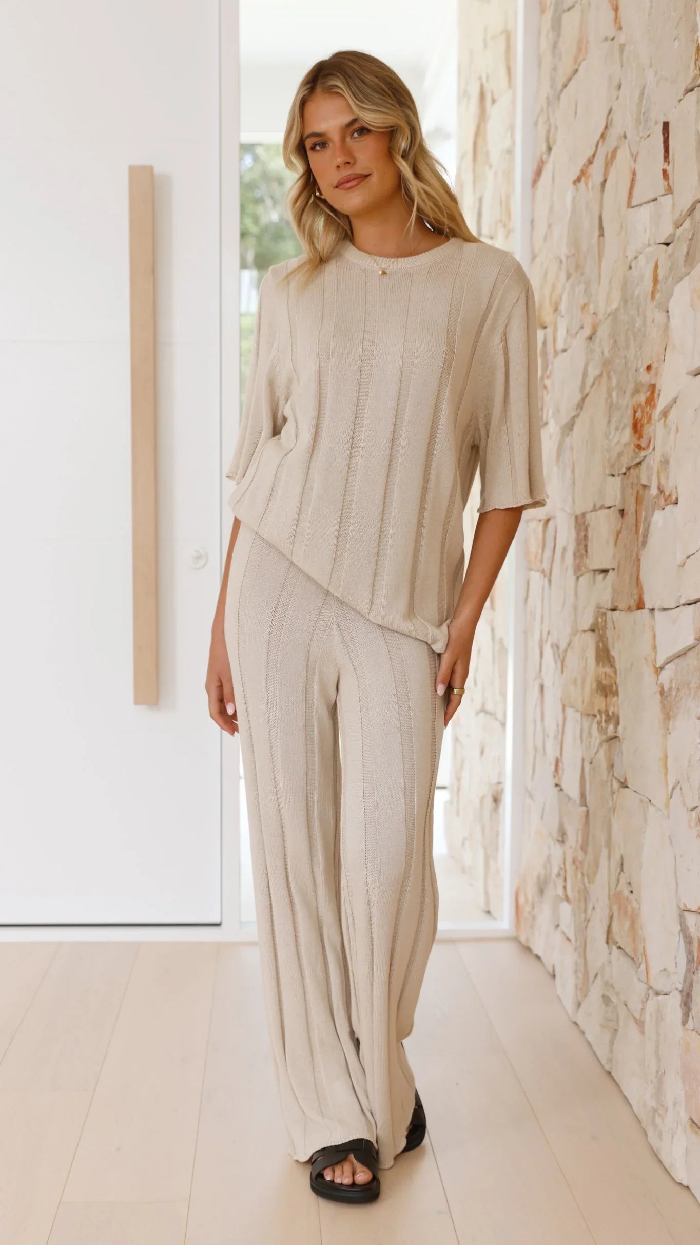 Bayu Knit Pants Cream