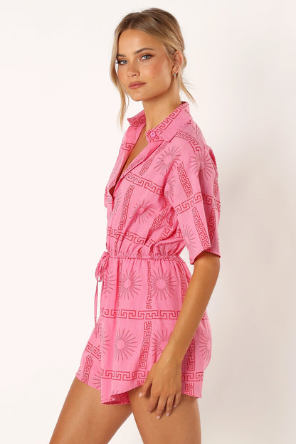 Ilios Romper Pink Print