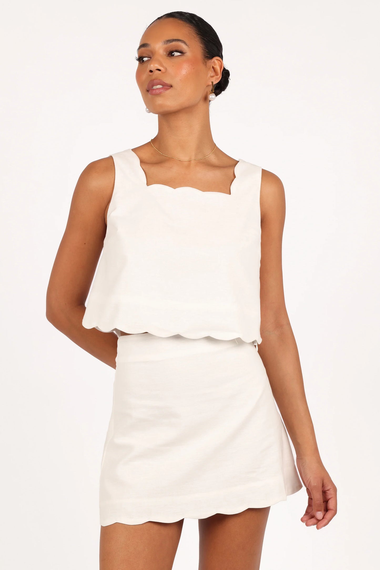 Wendie Scalloped Top Cloud White