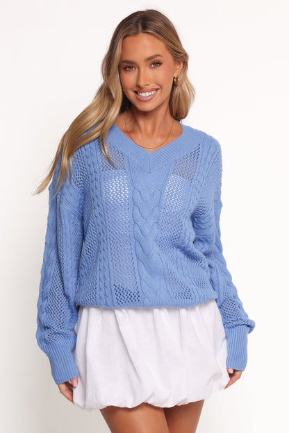 Janie Knit Sweater Blue