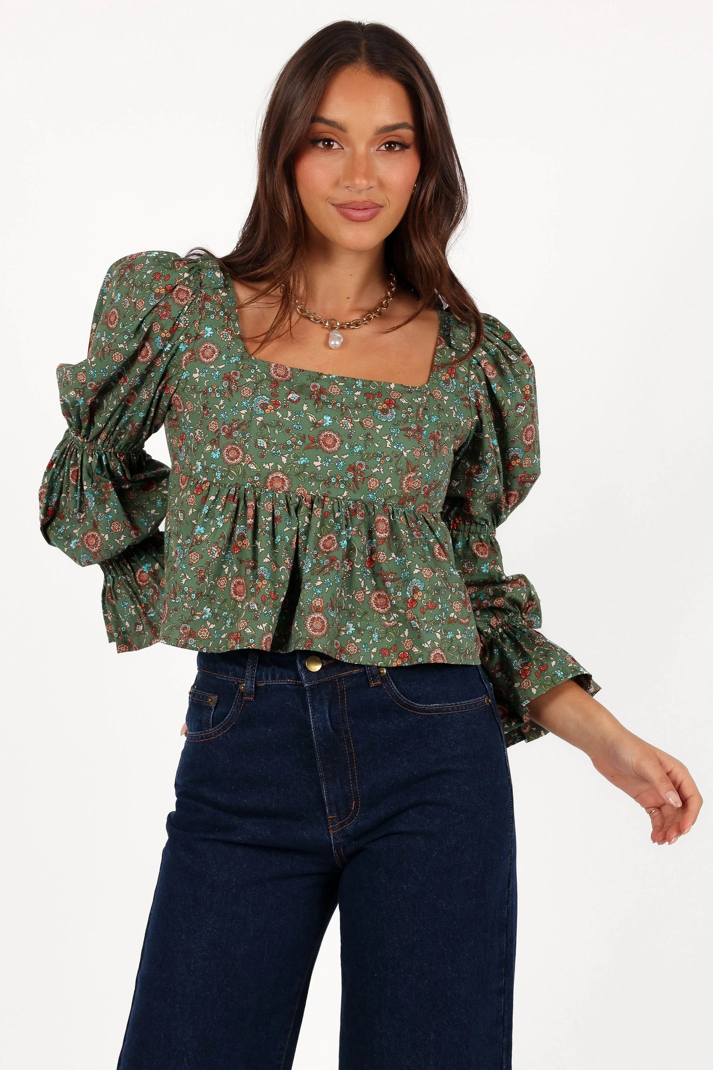 Kenny Top Green Paisley Floral