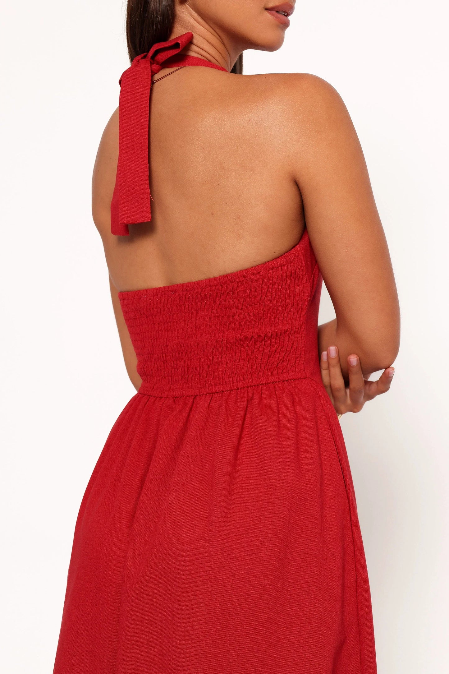 Ramona Halterneck Midi Dress Red
