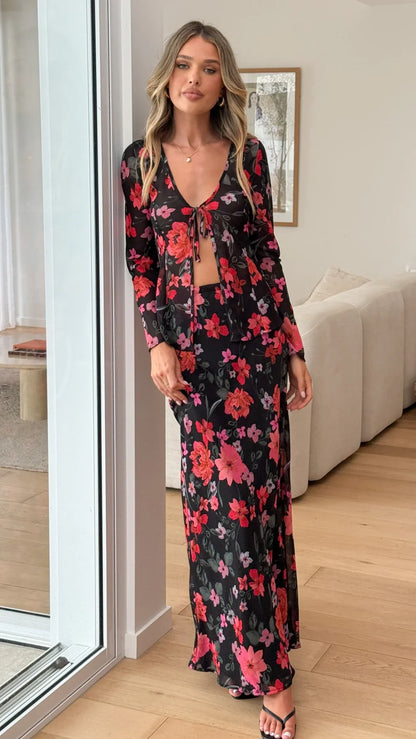 Flo Maxi Skirt Dark Floral