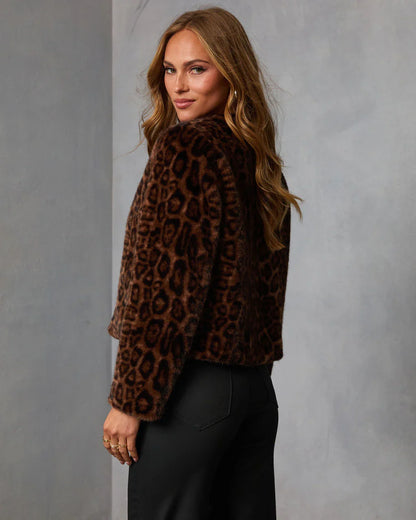 Foxshade Leopard Print Faux Fur Jacket