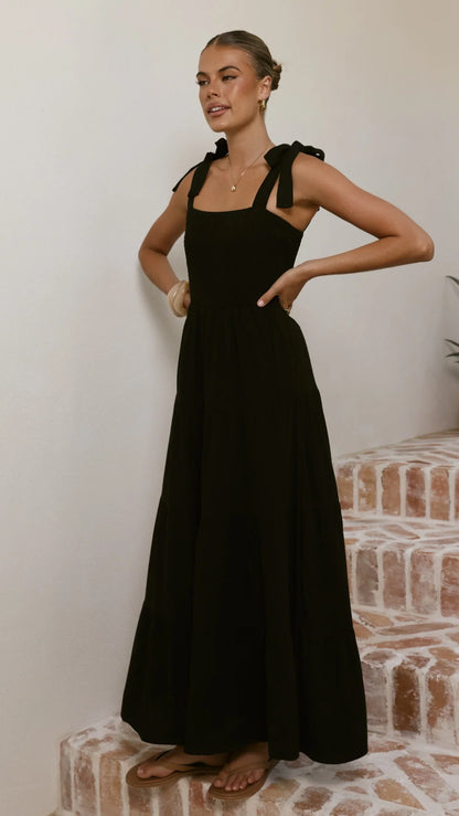 Carlina Tiered Maxi Dress Black