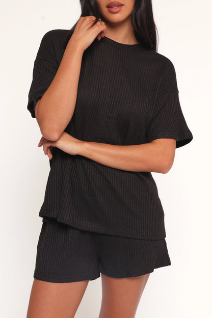 Granger Knit Short Set Black