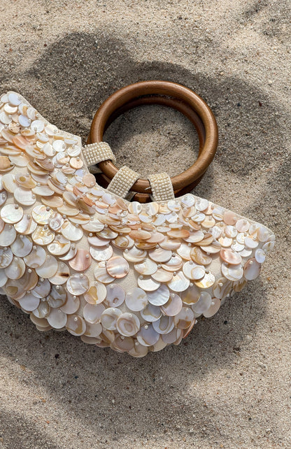 Alessandra Shell Top Handle Bag Cream