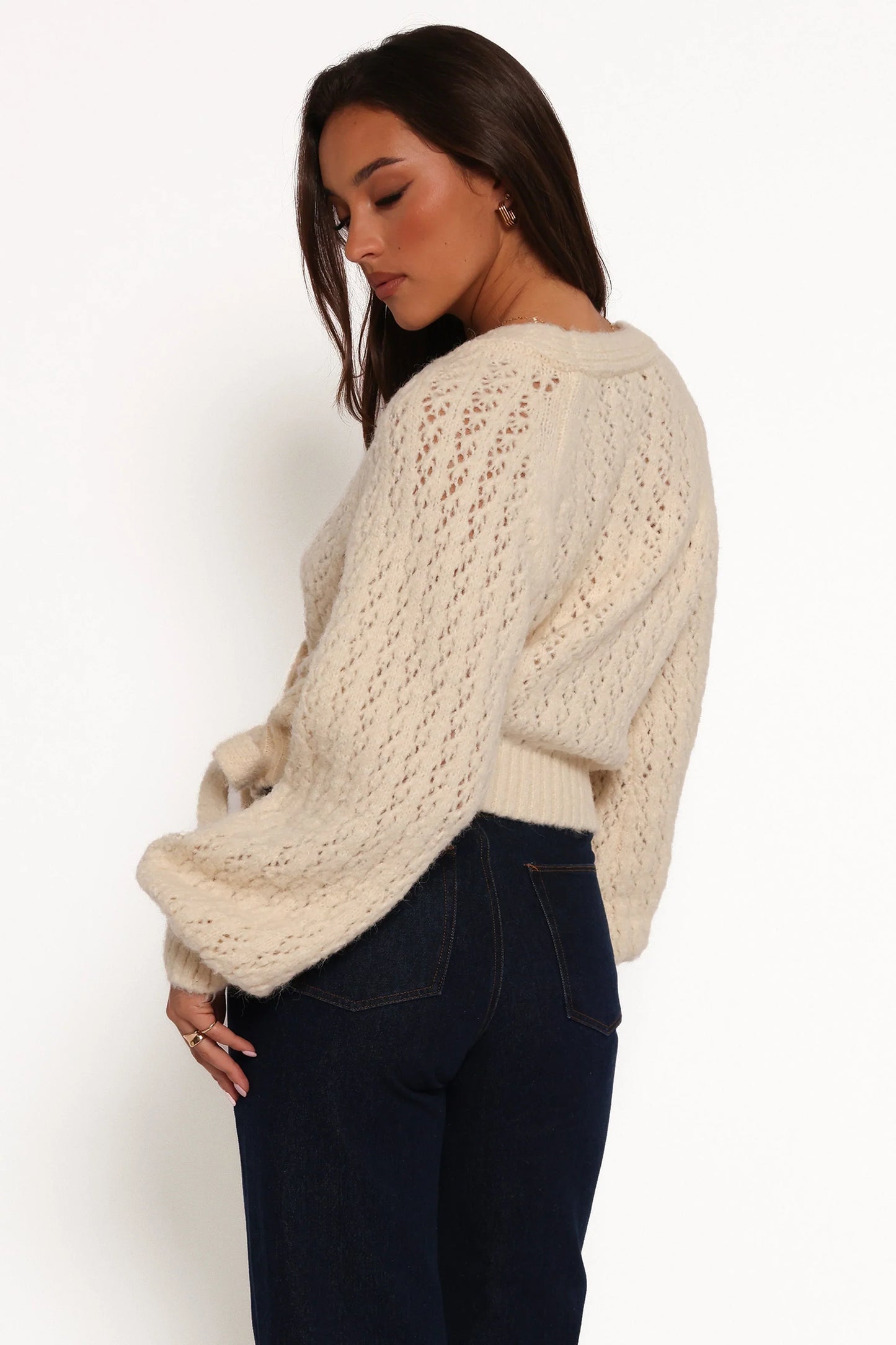 Etta Ballet Wrap Knit Sweater Cream