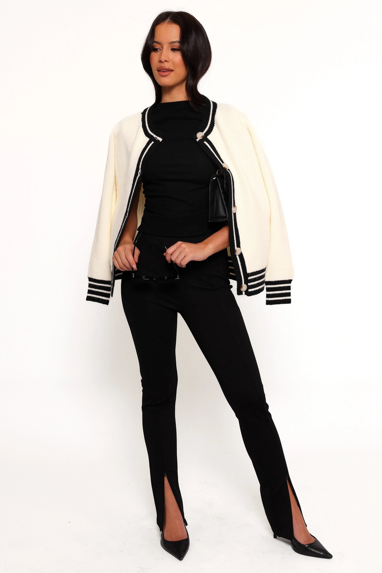 Yorkshire Contrast Hem Cardigan Cream