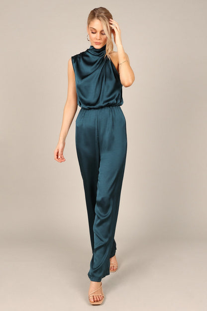 Savannah One Shoulder Jumpsuit Teal