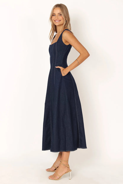 Callum Midi Dress Dark Denim