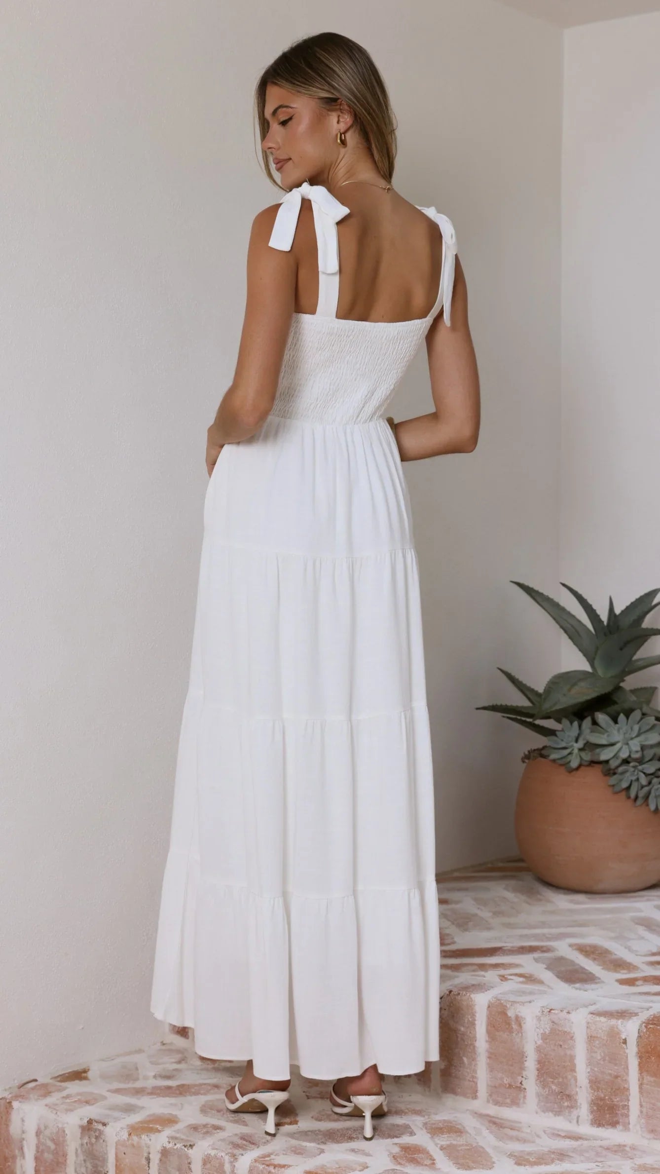 Carlina Tiered Maxi Dress White