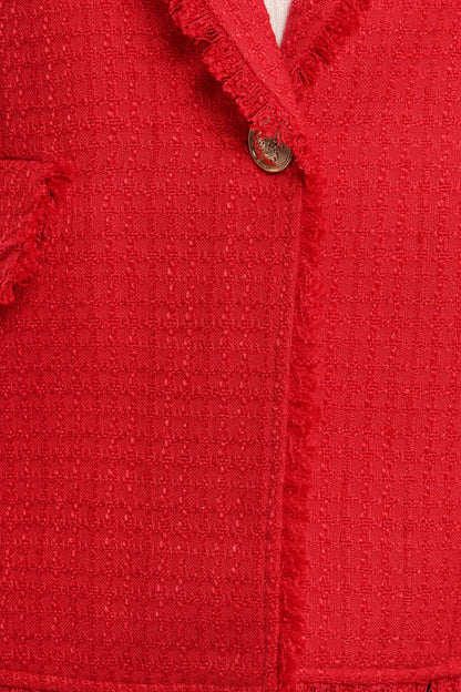 Simona Single Button Twill Blazer Red