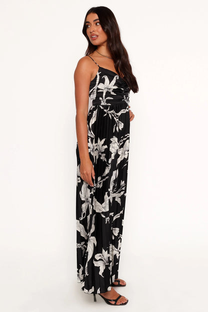 Angelique Pleated Jumpsuit Black Floral