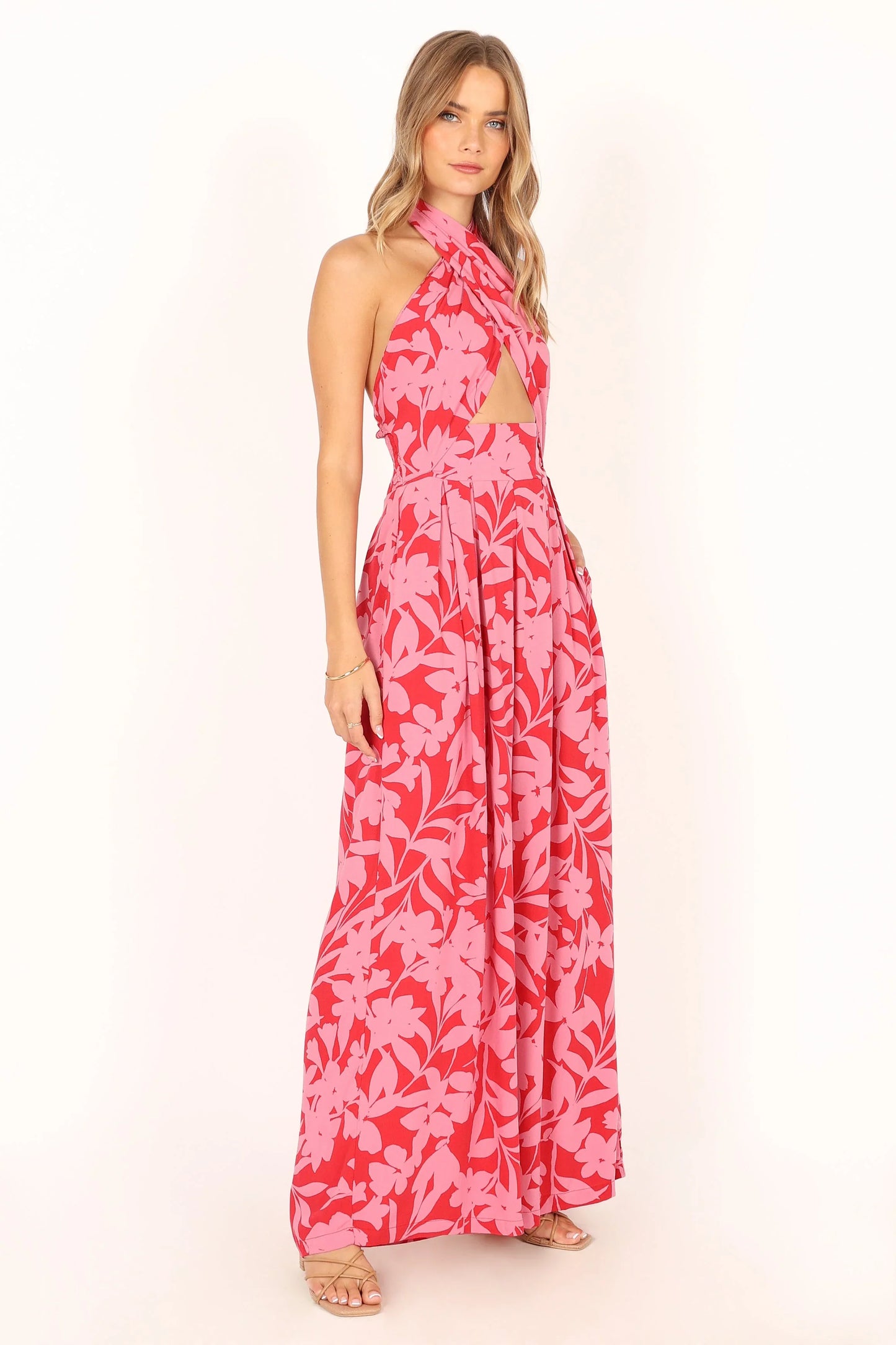 LeLe Halter Jumpsuit Red Pink