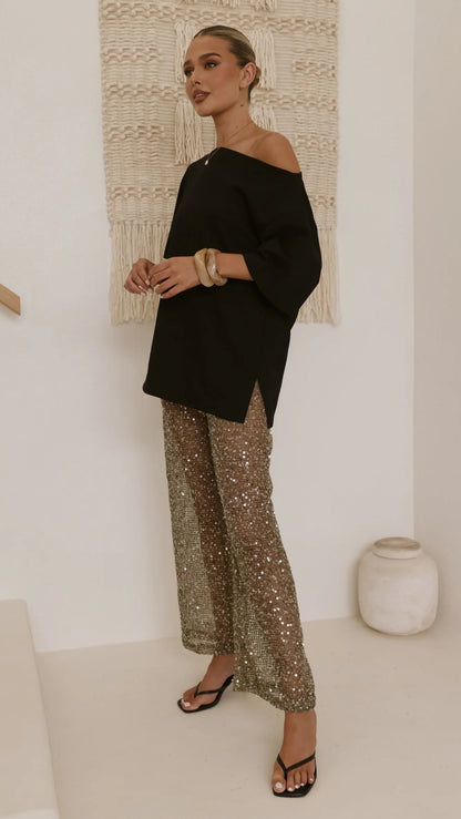 Zinnia Sequins Pant Khaki
