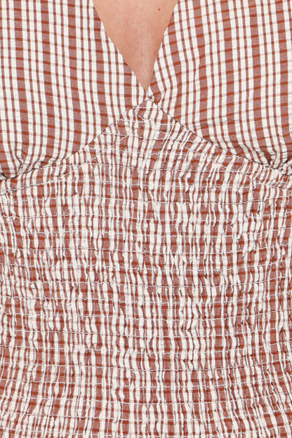 Eirlys Tiered Skirt Set Brown White