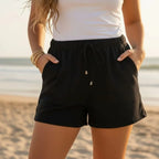 High Waist Drawstring Summer Shorts with Pockets