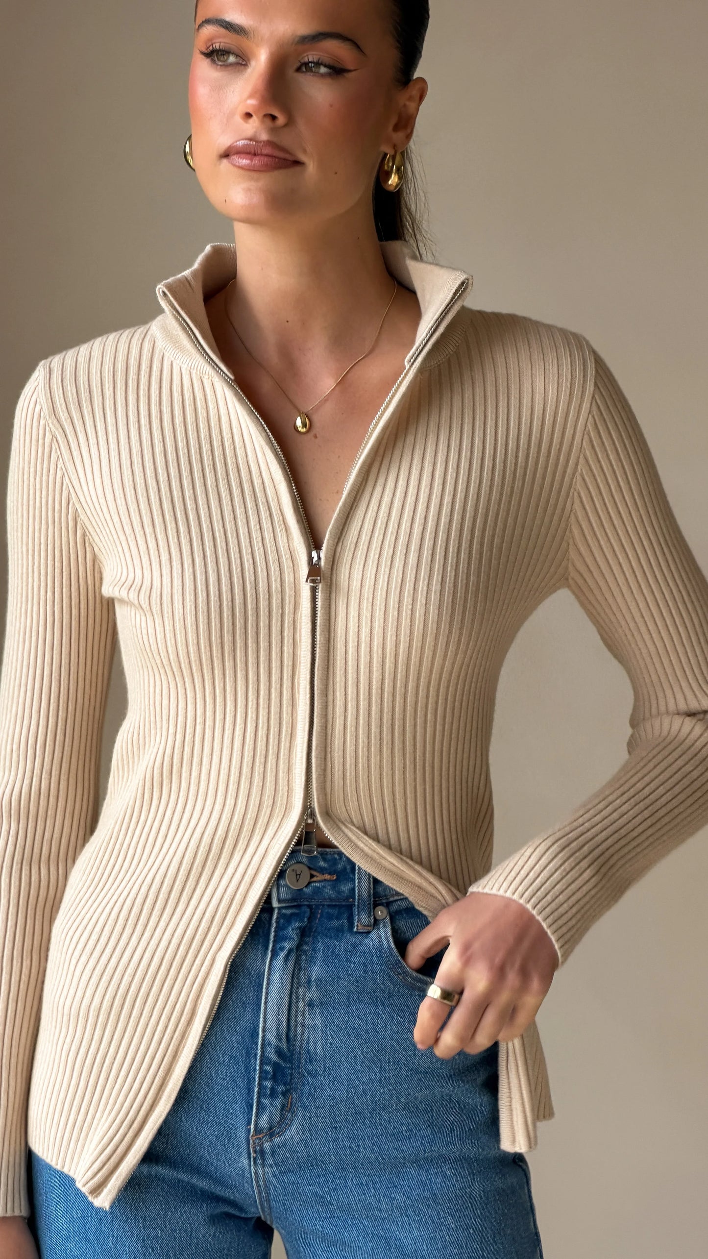 Cleo Long Sleeve Top Beige