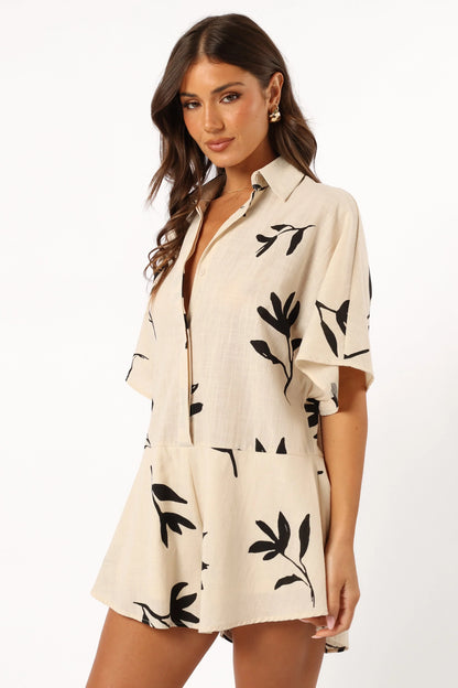 Sebastian Romper White Black Print