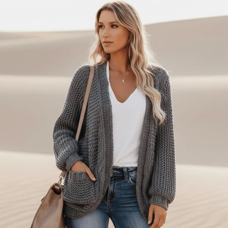 Boho Oversized Knit Cardigan with Pockets
