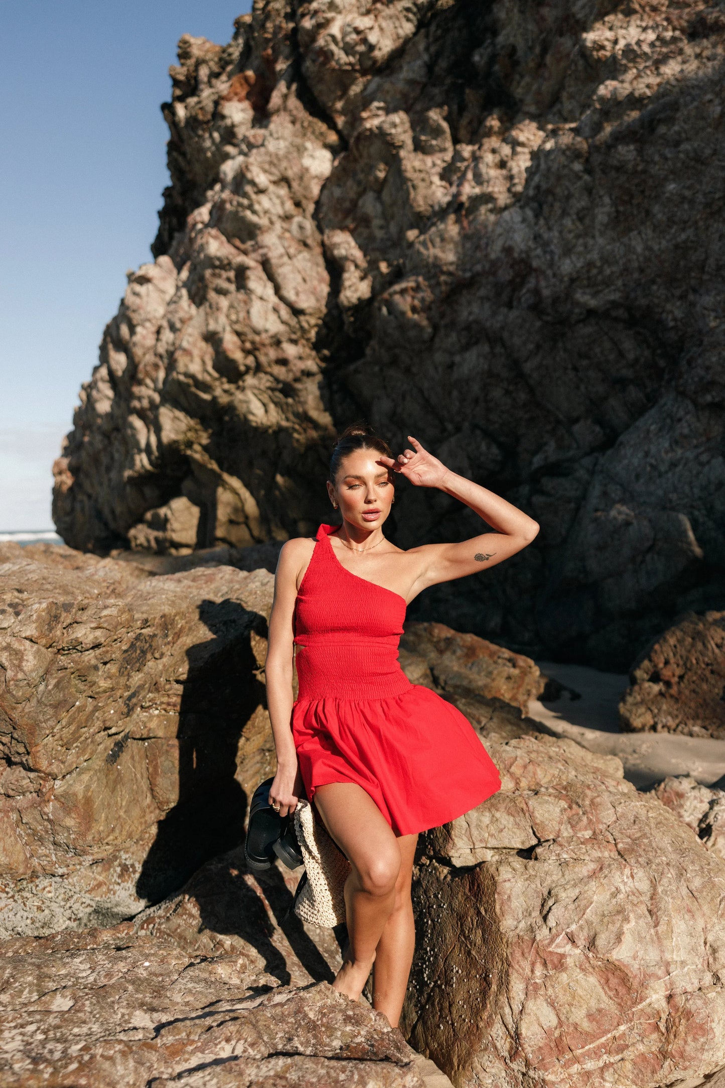 Allison One Shoulder Mini Dress Red
