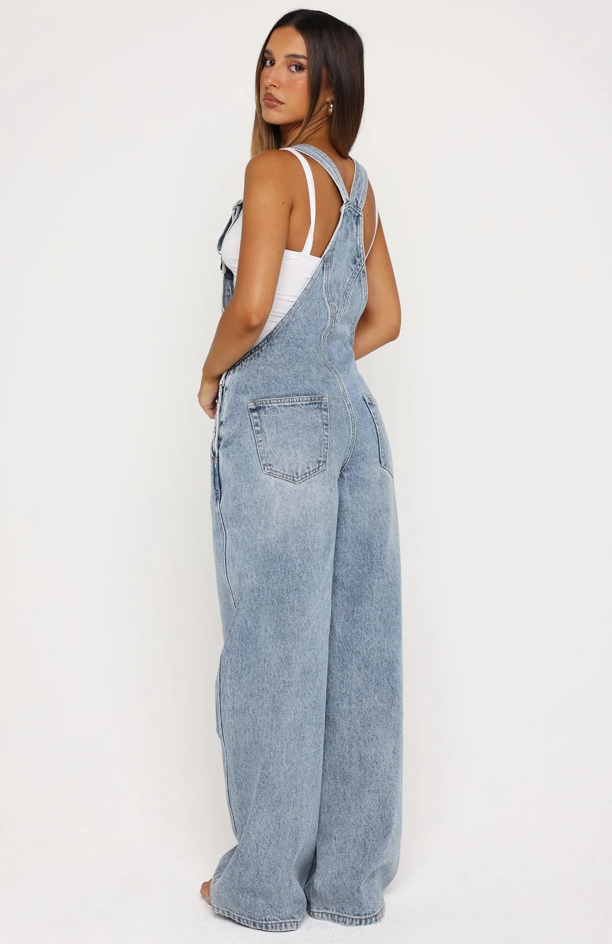 This Isnt Working Denim Overall Jumpsuit Vintage Ice Blue