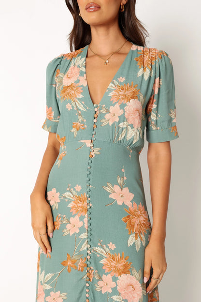 Frampton Midi Dress Blue Floral