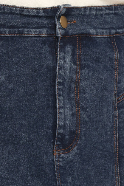 Alek Pleated Mini Skirt Mid Wash Denim