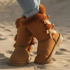 Boho Bow Mid Calf Winter Boots