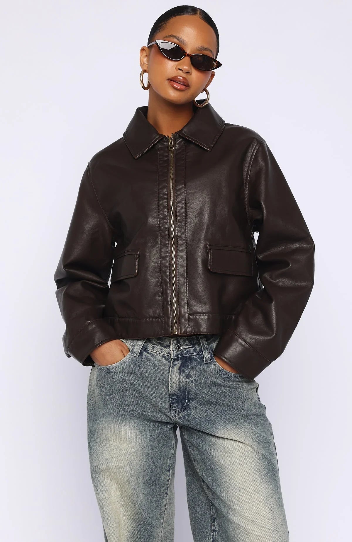 I Know Love PU Jacket Chocolate