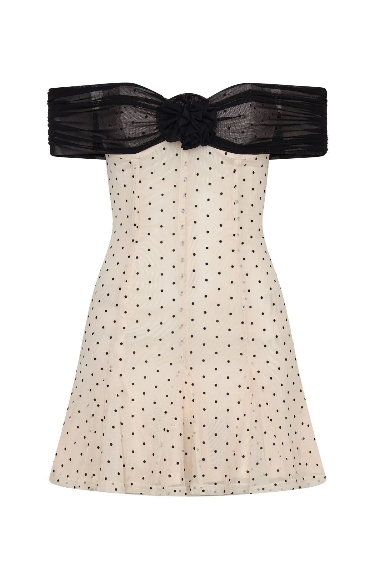Bliss Mode Mini Dress Cream Black Polka Dot