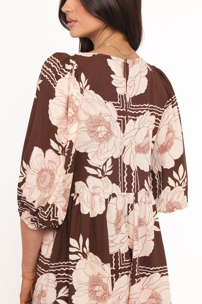 Henley Romper Brown Floral