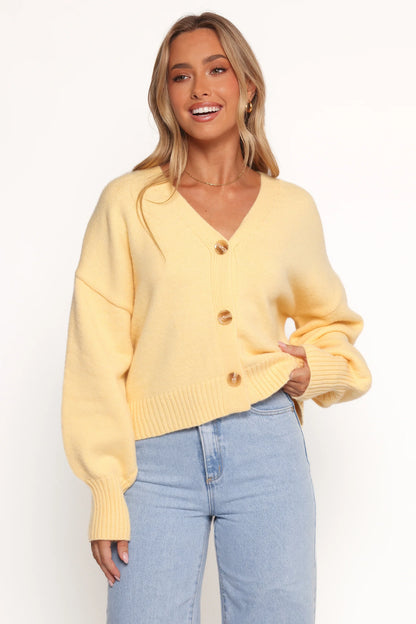 Isabel Button Front Cardigan Yellow