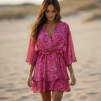Rose Red Floral Flowy A Line Mini Dress