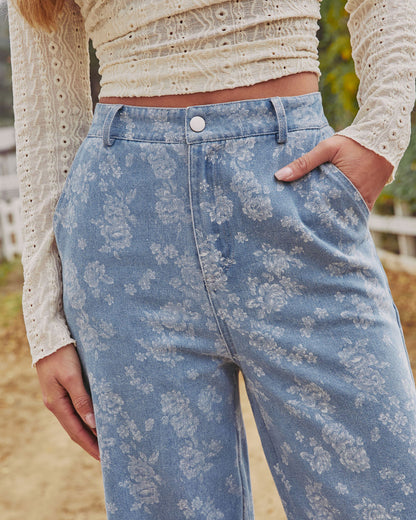 Prairie Bloom Rigid High Rise Relaxed Floral Jeans