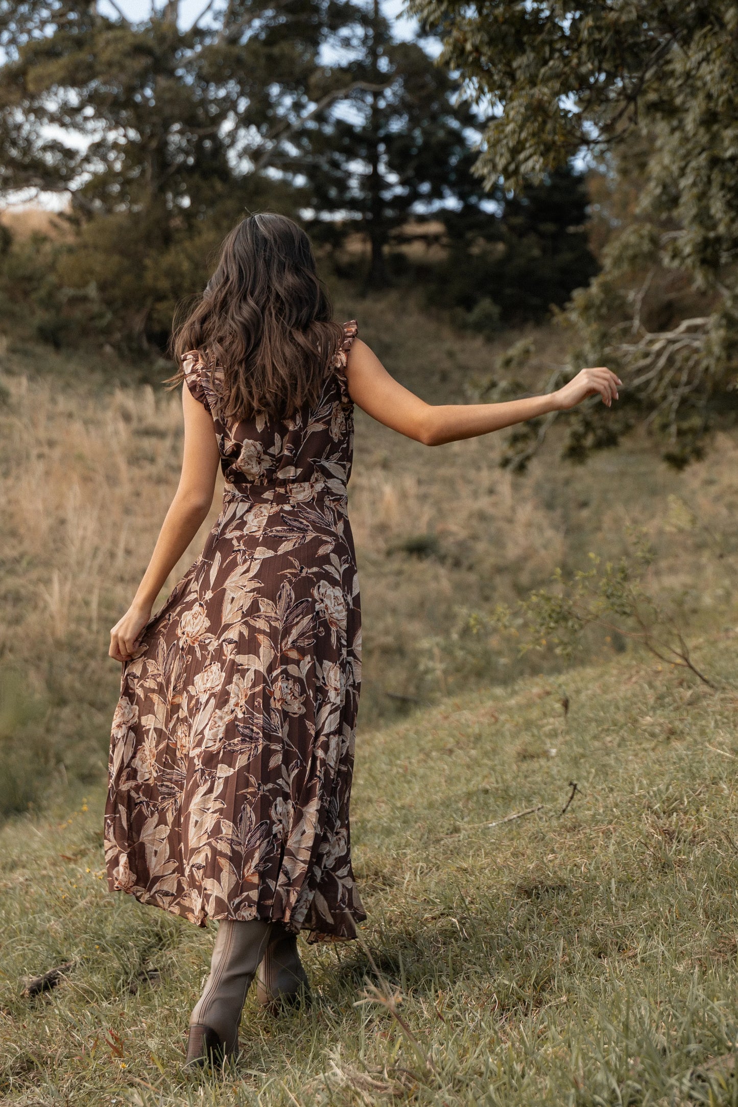 Delphine Maxi Dress Brown Floral