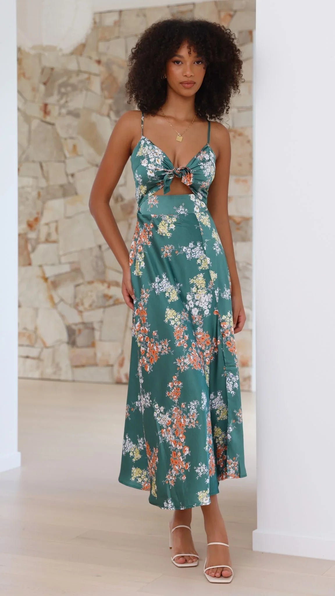 Dreamers Midi Dress Green Floral