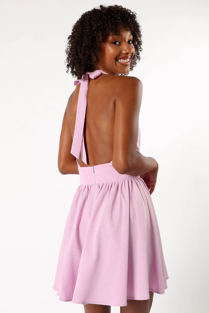 Leigh Halterneck Mini Dress Lavender