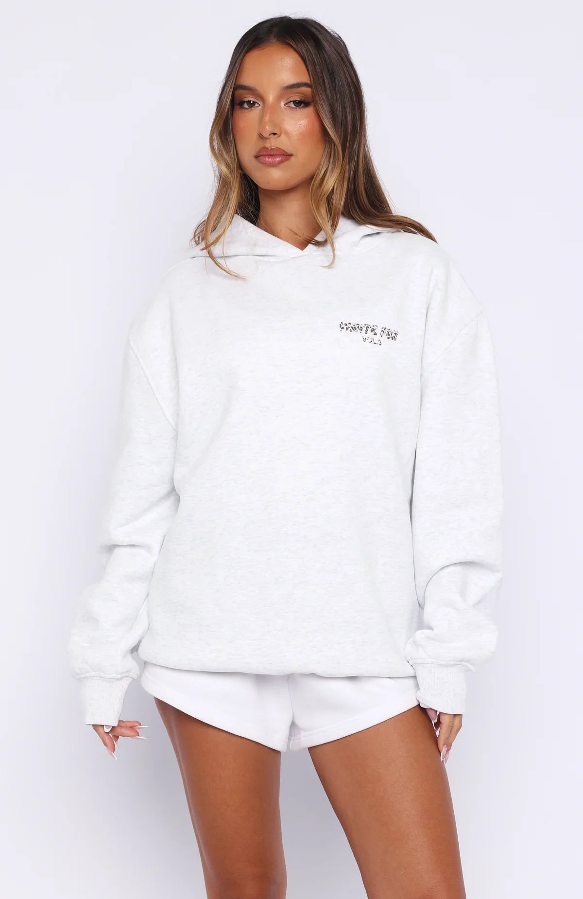 Offstage Printed Oversized Hoodie Grey Marle Leopard