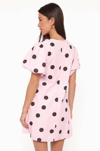 Bertine Mini Dress Pink Polka Dot
