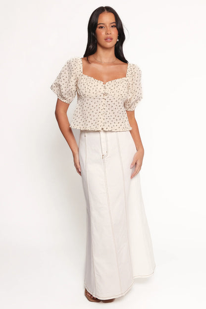 Maud Top Cream Brown Floral