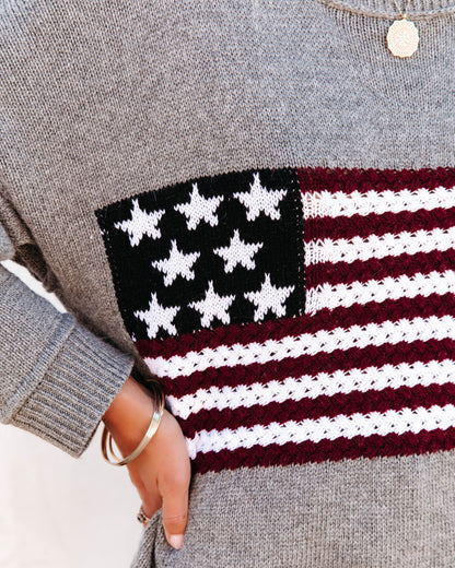 American Flag Relaxed Knit Sweater
