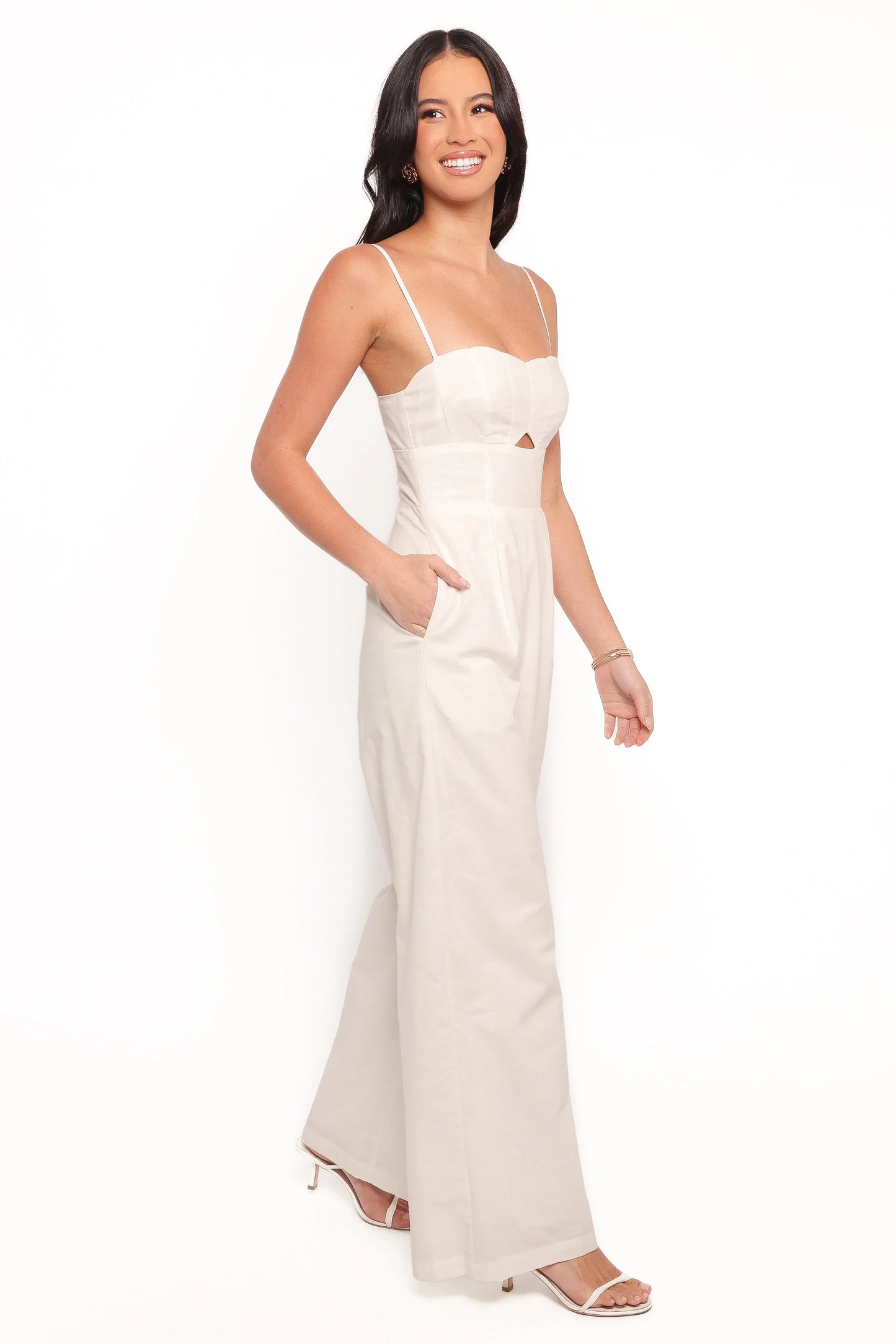 Metra Scalloped Jumpsuit White