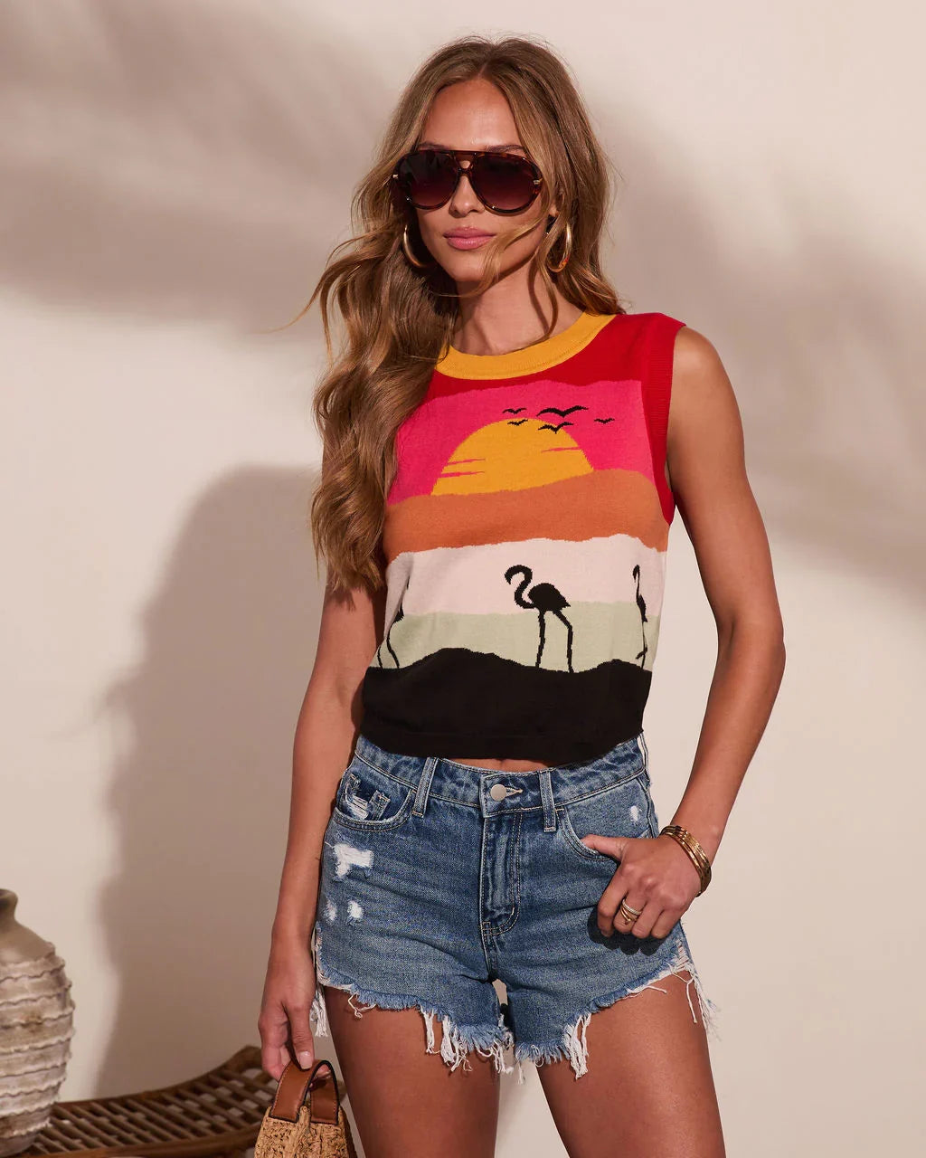 Seaglow Muse Knit Novelty Print Top