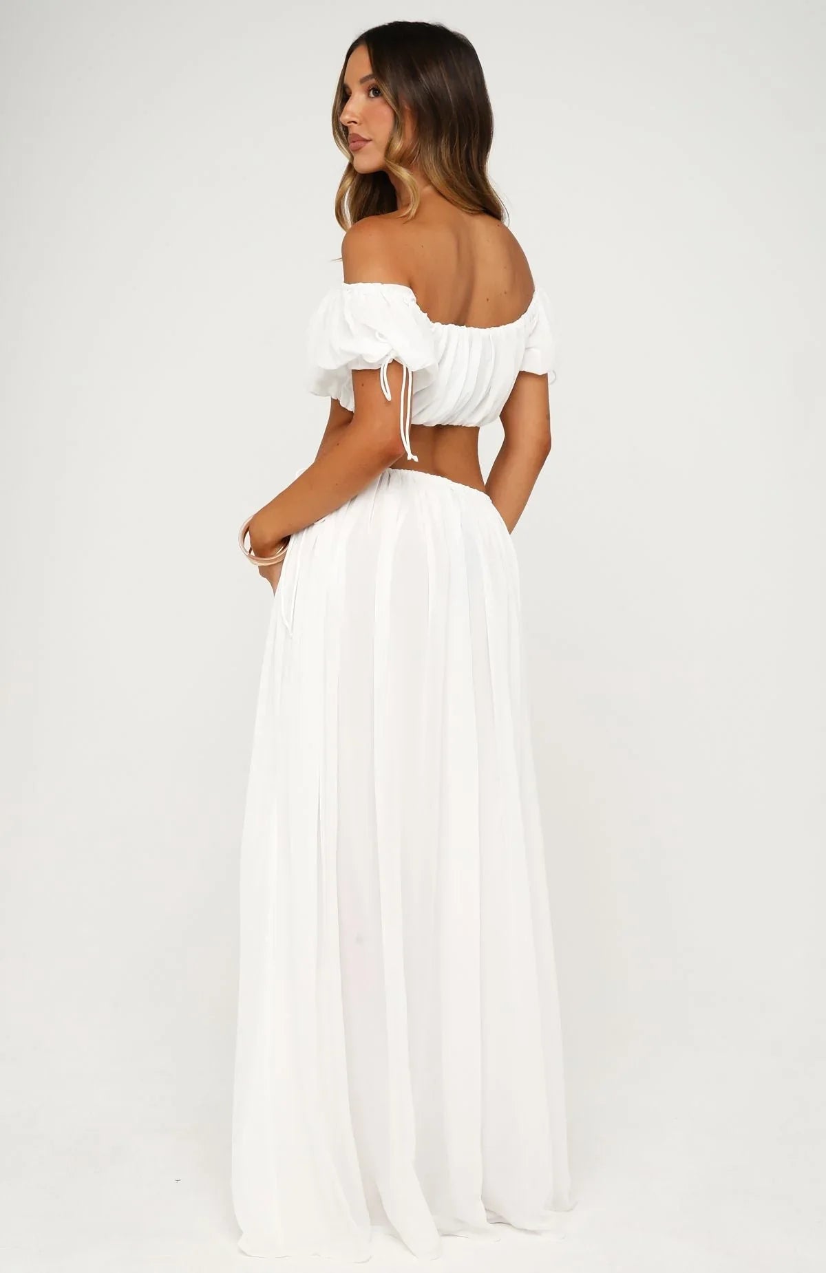 Flounce Flirt Maxi Skirt White