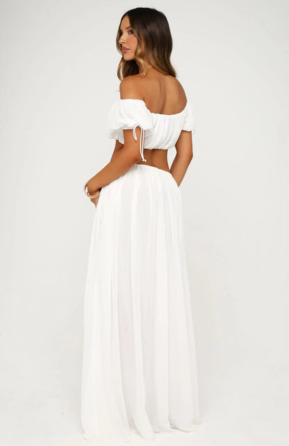 Flounce Flirt Maxi Skirt White