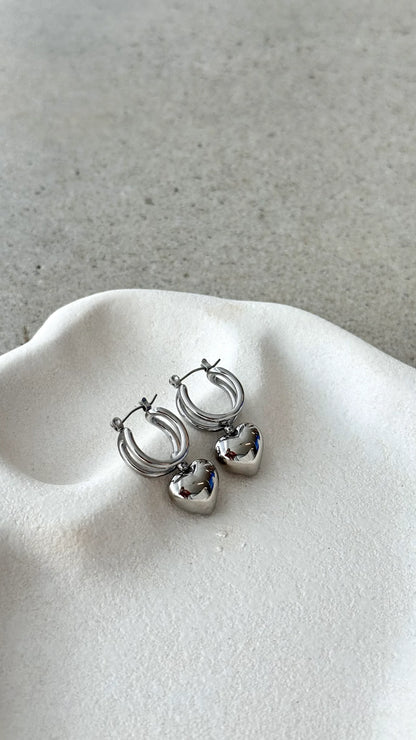 Varick Heart Earrings Silver