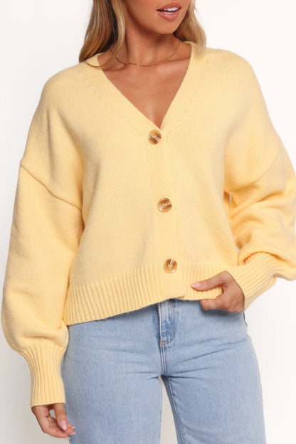 Isabel Button Front Cardigan Yellow